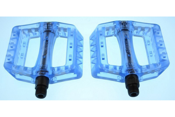 Педали Wellgo B-107P, полупрозрачный крепкий пластик, Cr-Mo ось, синие